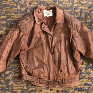 Vintage Cropped Leather Bomber/Flight Jacket